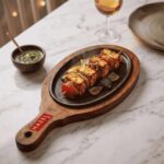 Cast Iron Sizzler Plate with Wooden Base