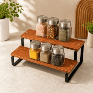 Tiered Wooden Spice Rack & Tabletop Organizer